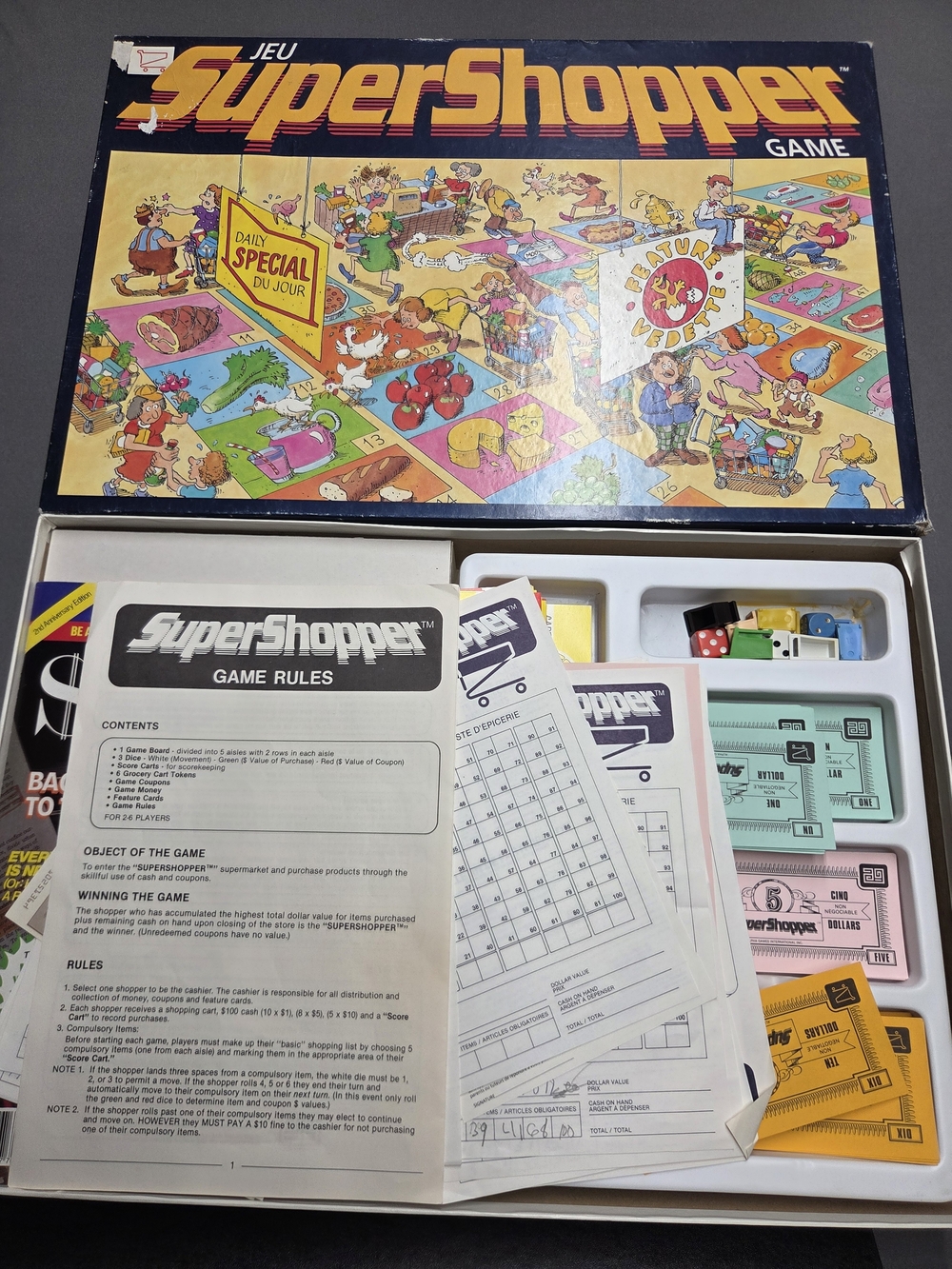 Vintage 1984 SuperShopper Board Game Rare Alpha Games International Complete